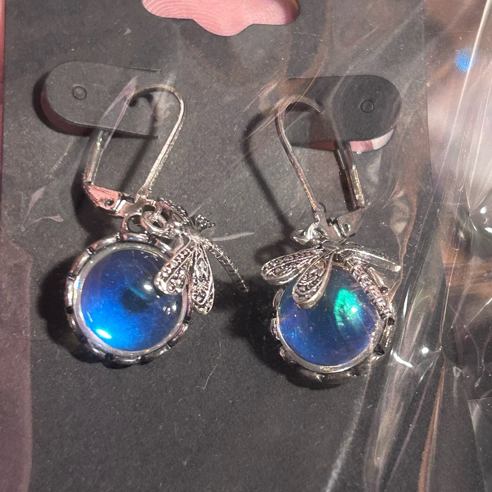 Elegant Blue Dragonfly Earrings